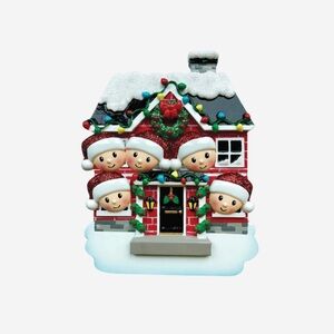 Charming Holiday House Ornament with Red and White Accents